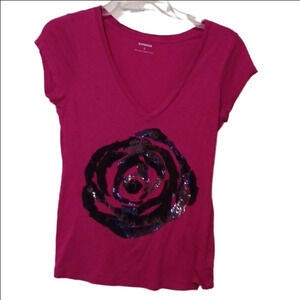 -- Express Pink Graphic Sequin T-Shirt